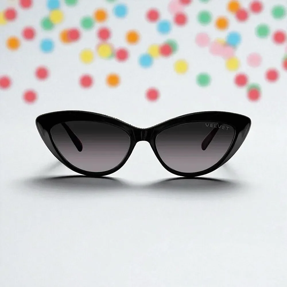 VELVET EYEWEAR The Lily Cat Eye Sunglasses in black w/microfiber pouch